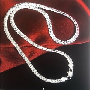 925 Sterling Silver Side Chain Necklace Fashion Jewelry Gift for Men